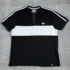 Benjamin Black Shirt‎ Men's 2XL Black Short Sleeve Zip Stretch Casual Skater